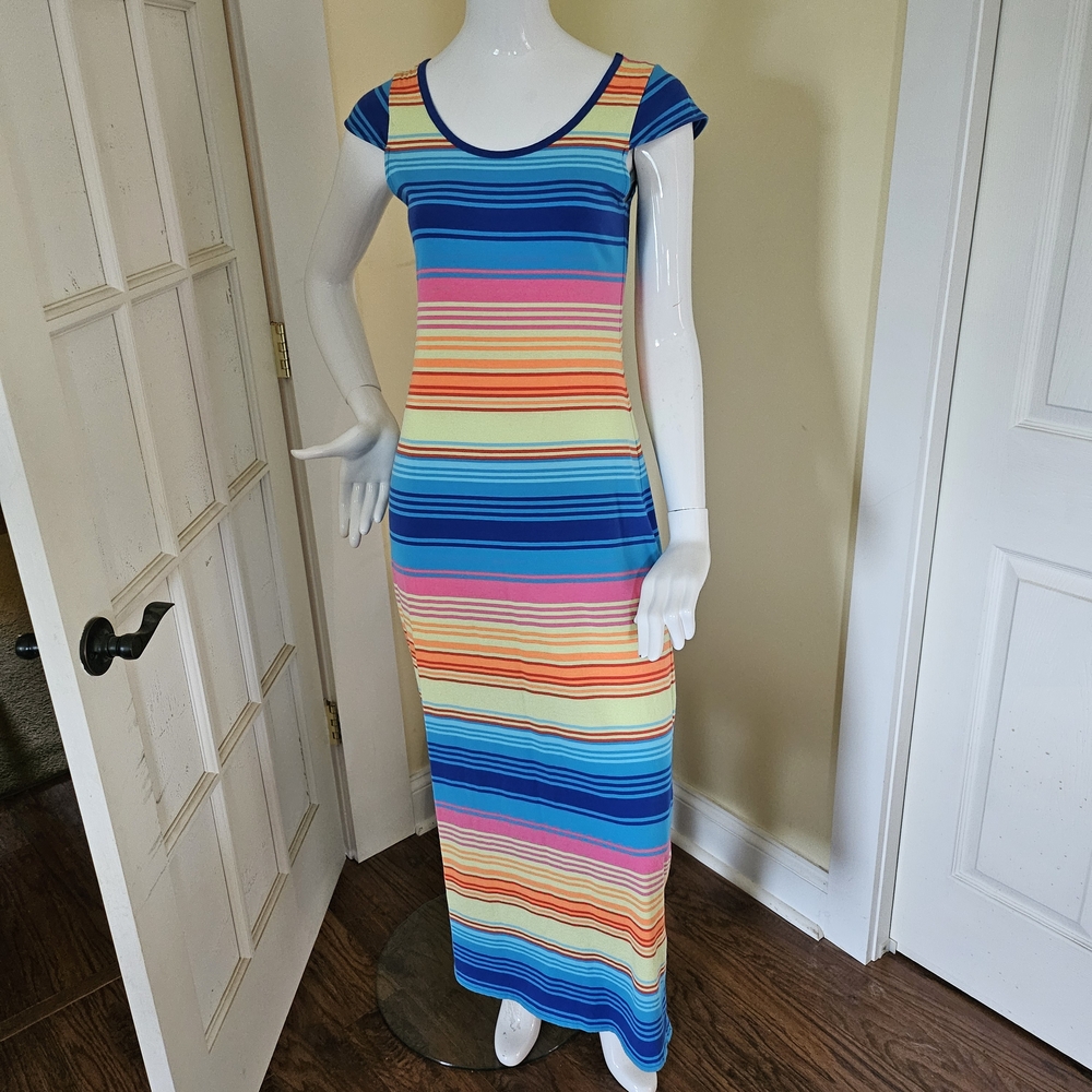 Derek Heart Striped Multicolor Maxi Dress